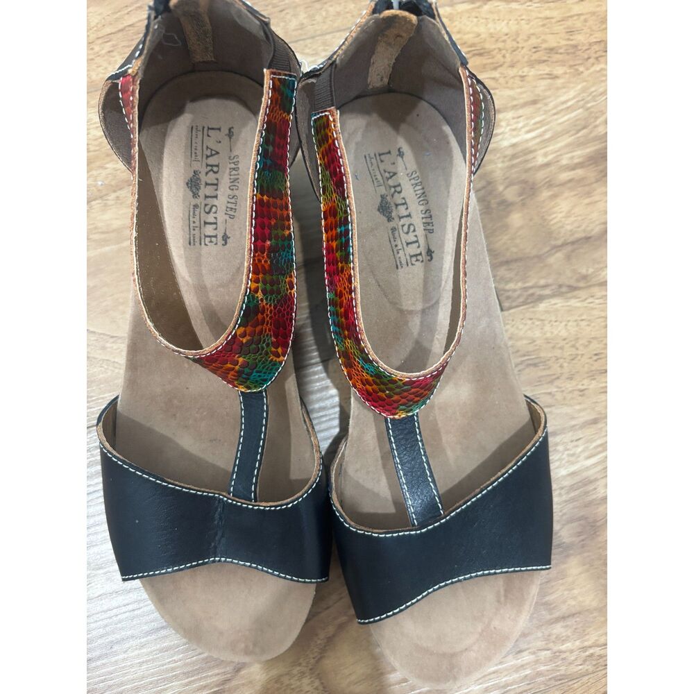 L’Artiste by Spring Step Breckel Sandals Black Multi Color Size 41 - Picture 5 of 6
